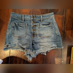 Frayed Hem Blue Jean Shorts